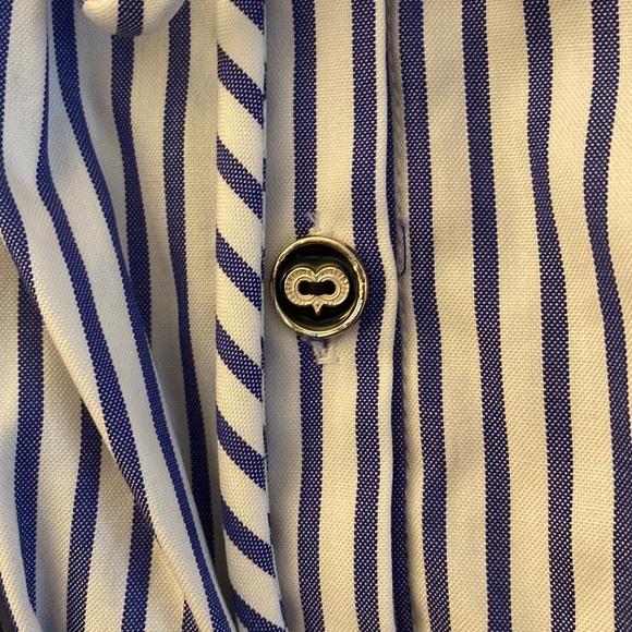 Caroline Constas, L, off the shoulder peasant dress, royal blue stripe, NWT!! - Picture 7 of 11